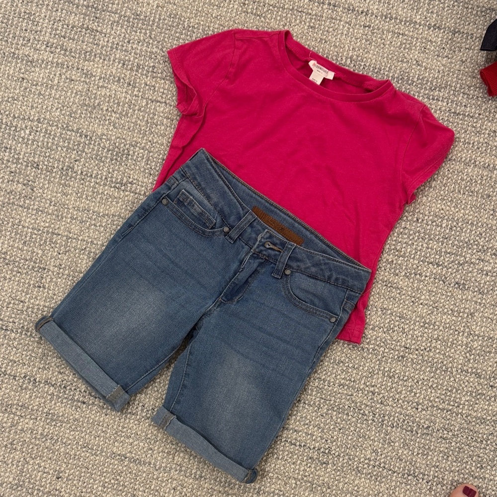 Joes Jean Shorts and Crewcuts Pink T-Shirt